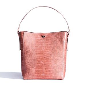 Mlouye Pink Croc Embossed Leather Purse